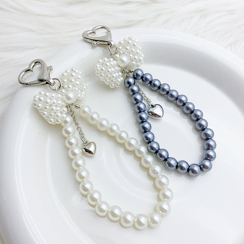 2024 Pearl Keychain Luxury Women Jewelry Shiny Pearl Bead Shell Phone Bag Backpack Charm Accessory Car Key Key Chain Pendant