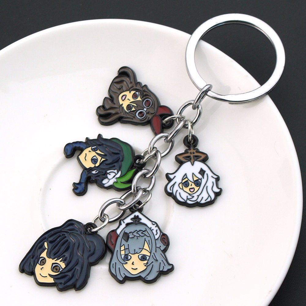 Game Anime Genshin Impact Keychain Cartoon Figure Hu Tao Barbatos Venti Pendant Key Chain Bag Accessories Car Key Ring Jewelry