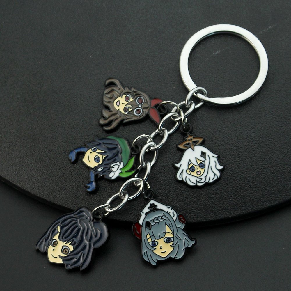 Game Anime Genshin Impact Keychain Cartoon Figure Hu Tao Barbatos Venti Pendant Key Chain Bag Accessories Car Key Ring Jewelry