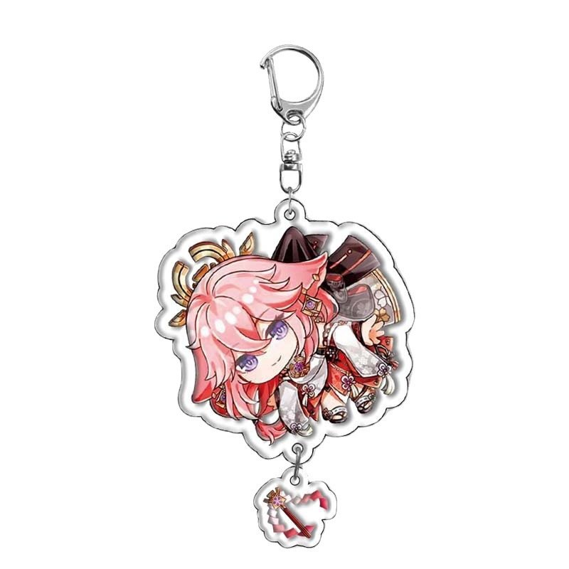 Anime Genshin Impact Keychain Yae Miko Klee for Men Car Key Chain Women Accessories Cute Bag Pendant Key Ring Girl Gifts New