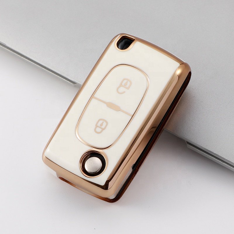 Wholesale Gold Edge TPU Car Key Case Cover For Peugeot 408 508 2008 3008 4008 5008 Car Accessories Key Holder