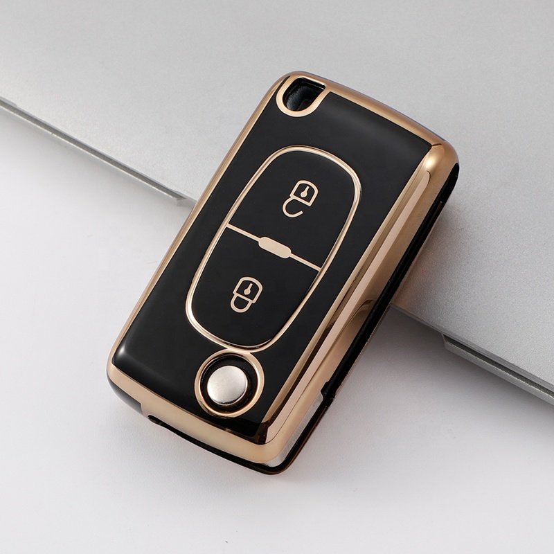 Wholesale Gold Edge TPU Car Key Case Cover For Peugeot 408 508 2008 3008 4008 5008 Car Accessories Key Holder