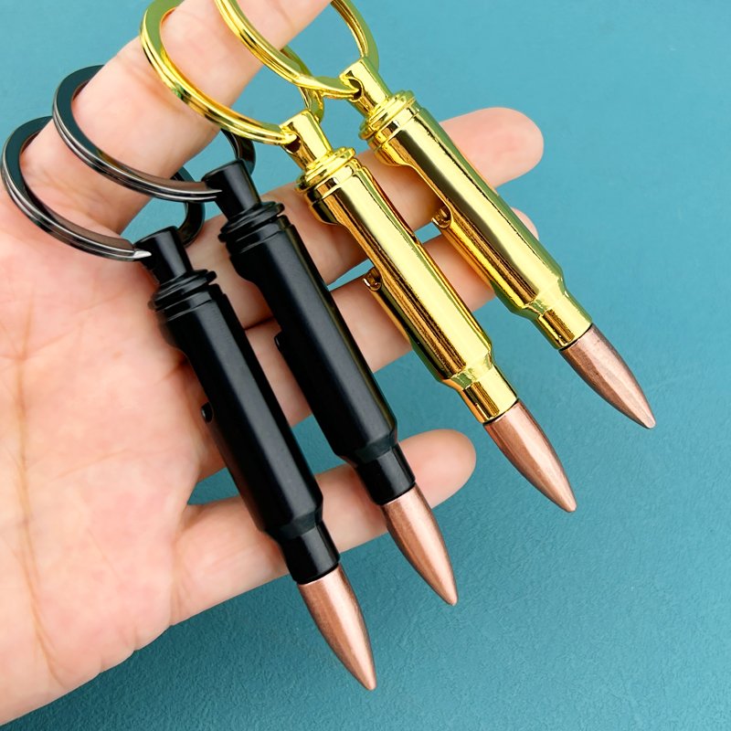 Wholesale Promotion Gift Custom Logo Bullet Self Defense Keyring Metal Bullet Bottle Opener Keychain Gold Zinc Alloy 1pc/opp Bag