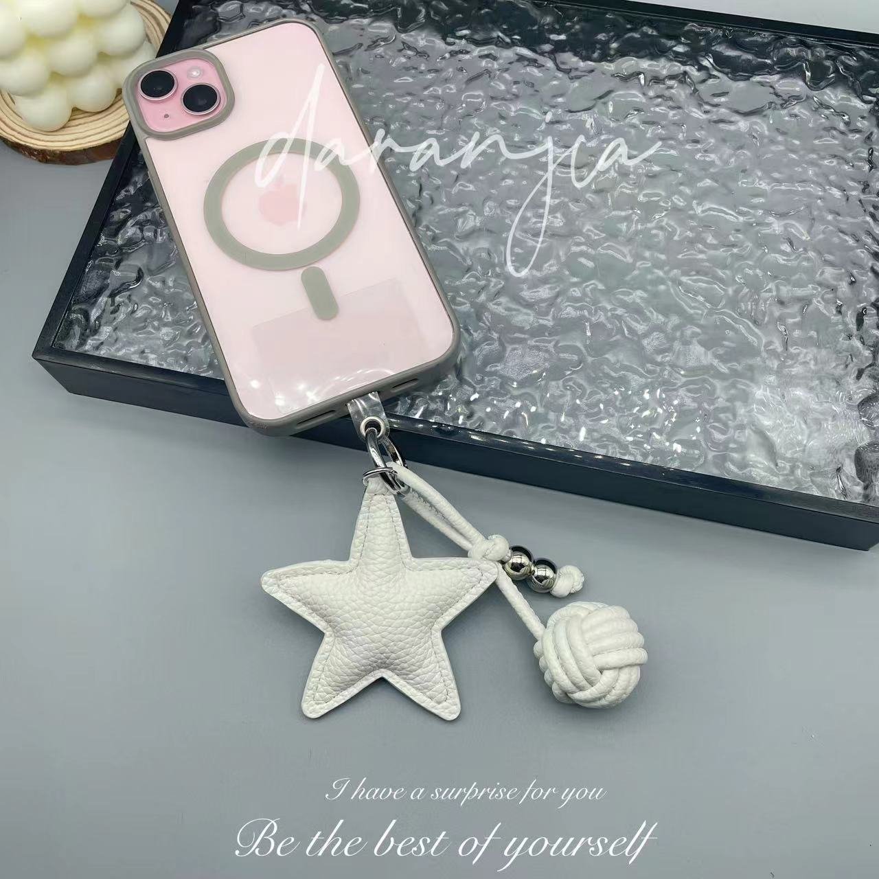 New Leather Star Shape Key Chain Pendant Ornament Luxury Car Keychain Accessories Designer Bag Charms