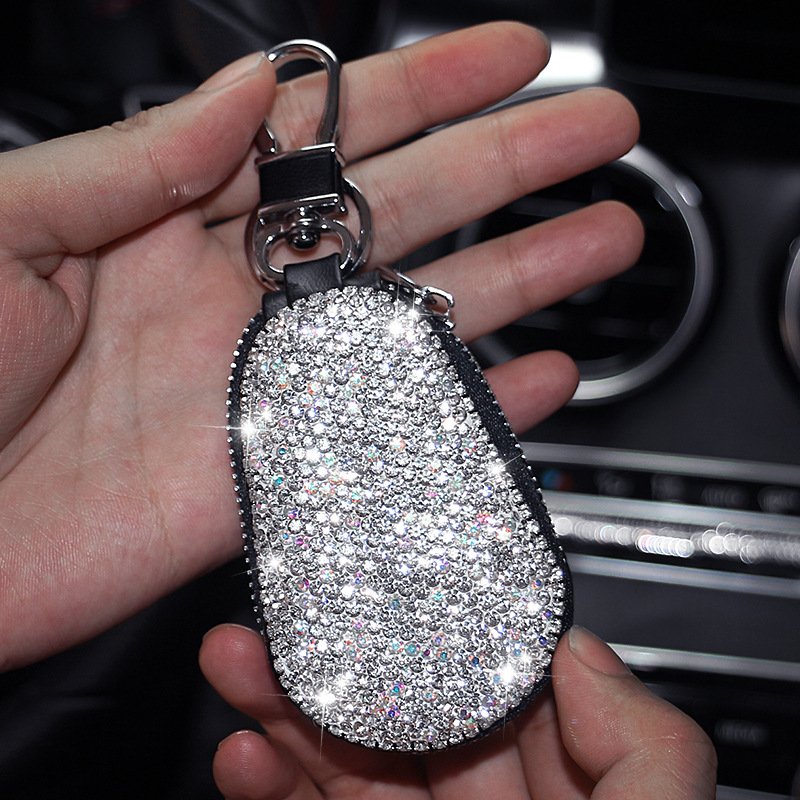 Diamond inlaid fashion car accessories leather gourd key bag sticking diamond diamond female car key case car bag
