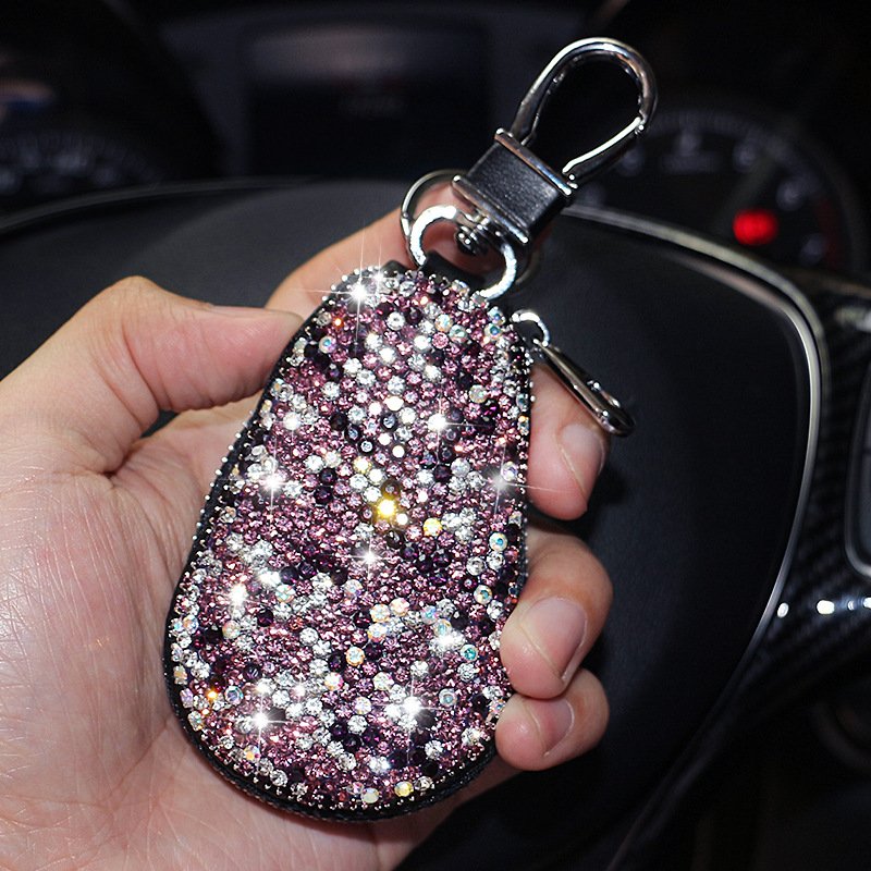 Diamond inlaid fashion car accessories leather gourd key bag sticking diamond diamond female car key case car bag