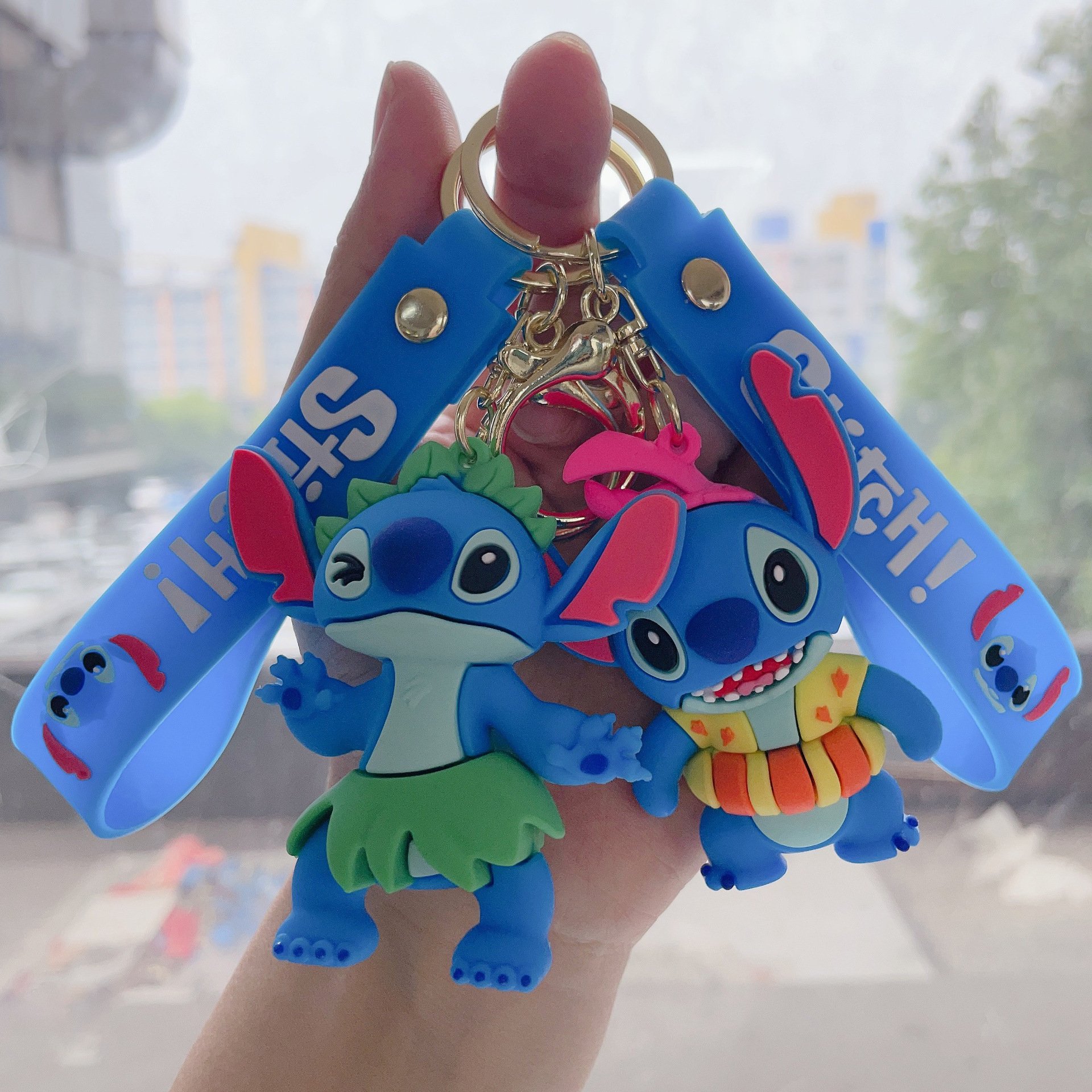 New Arrival Summer Style Car Keychain Pendant 3D Toy Stitch Cartoon Rubber Key Chain