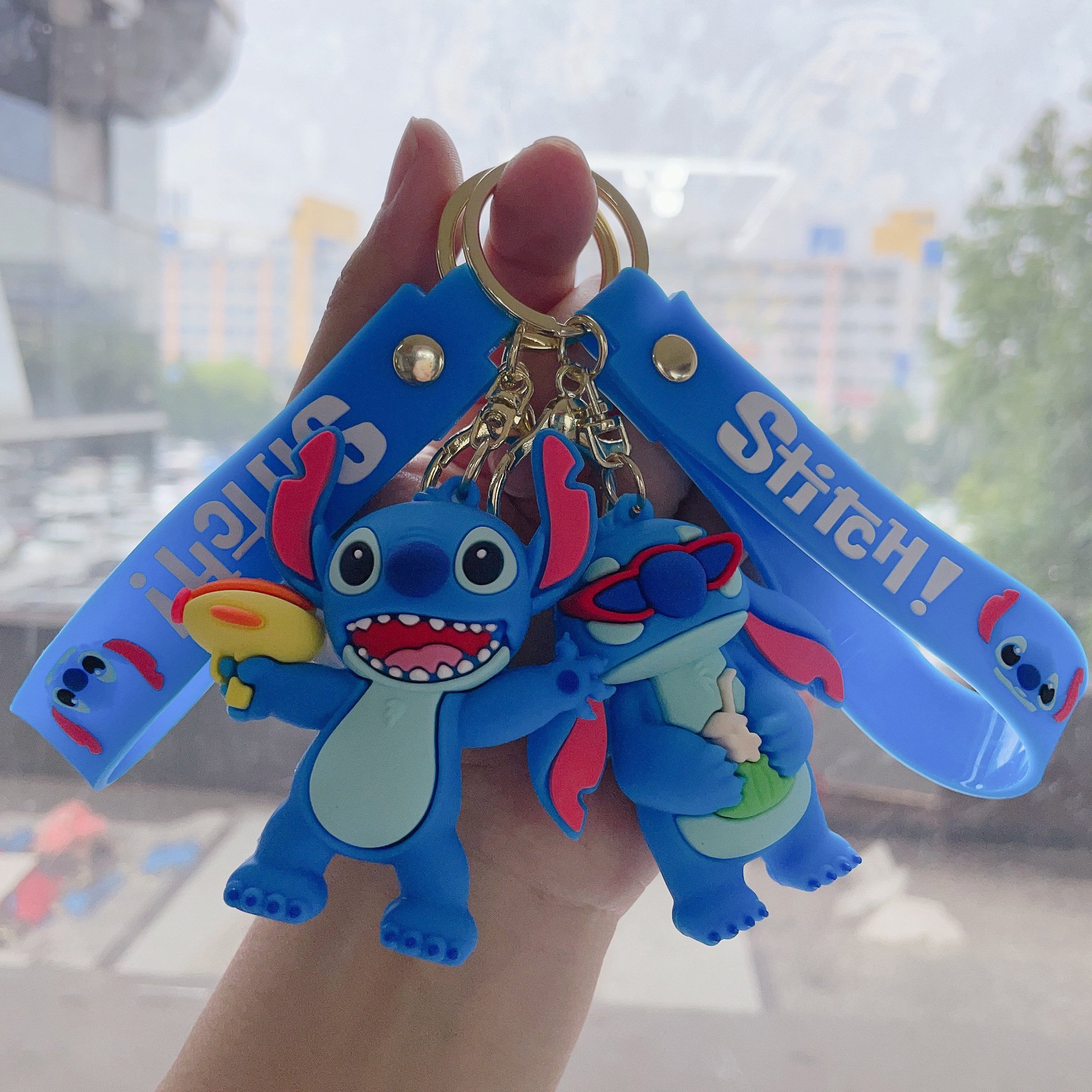 New Arrival Summer Style Car Keychain Pendant 3D Toy Stitch Cartoon Rubber Key Chain