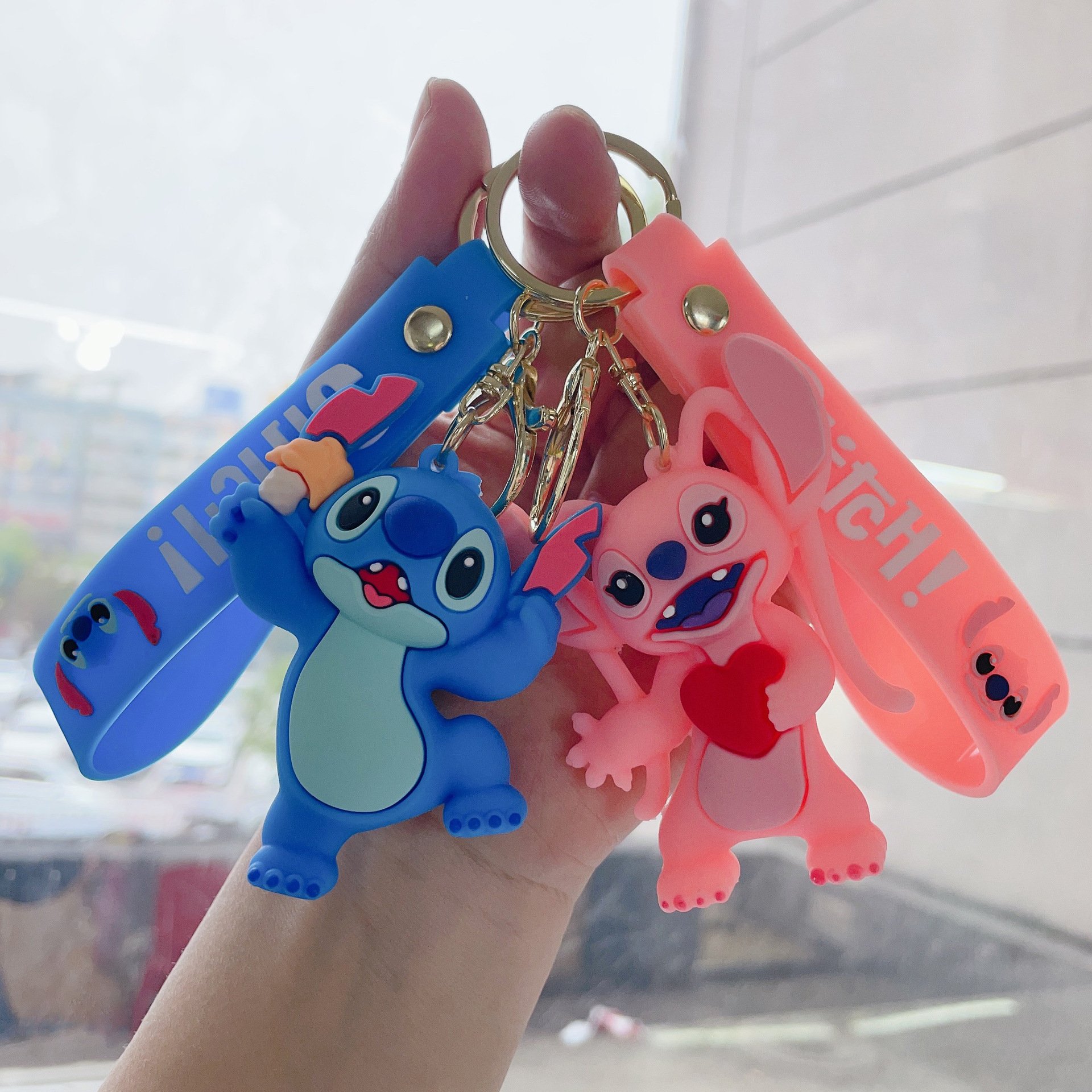 New Arrival Summer Style Car Keychain Pendant 3D Toy Stitch Cartoon Rubber Key Chain