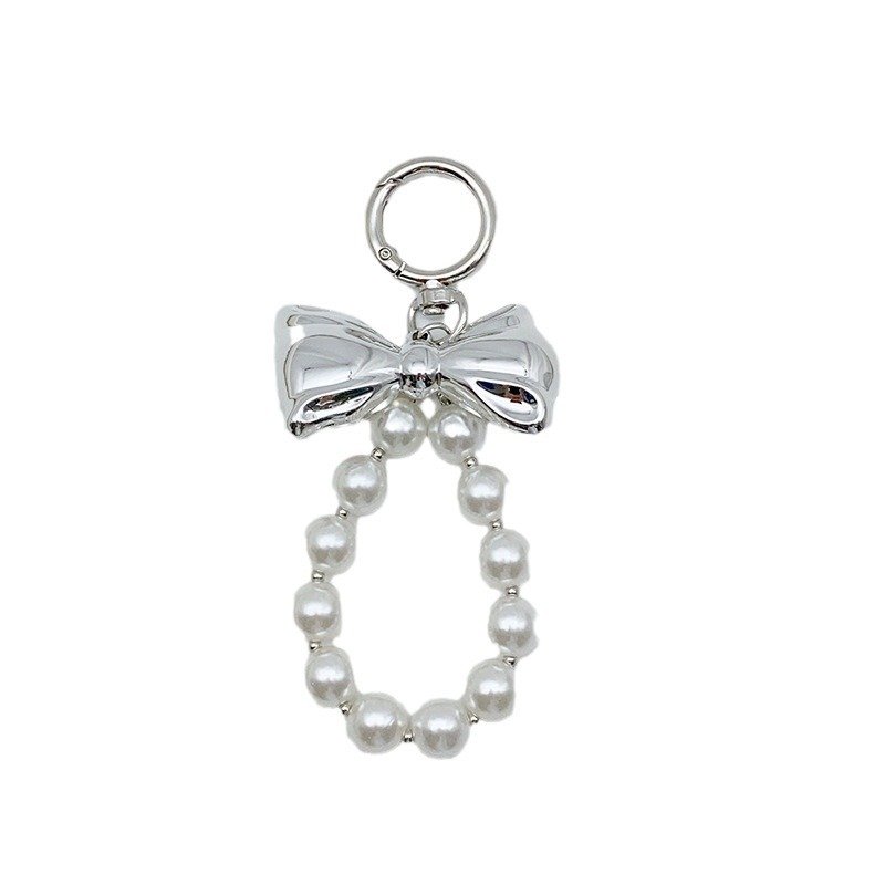 Sweet Pearl Bow Beaded Pendant For Women Girls Luxury Car Keychain Bag Hanging Decoration Accessories Gifts Wholesale