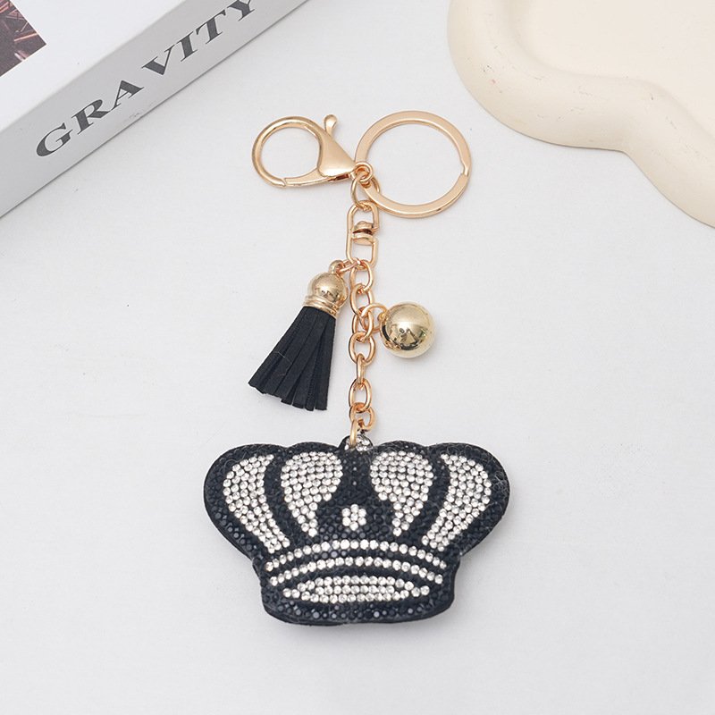 Car Bag Pendant Accessories Full Diamond Crown Key Chain Holder Wholesale Crystal Rhinestone Crown Key Ring