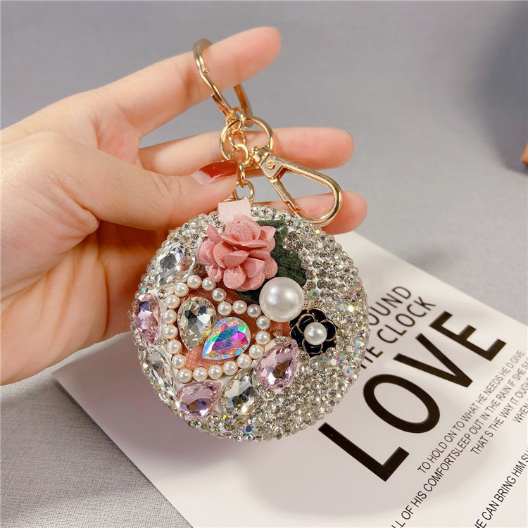 2022 Fashion Creative Keychain portable Cosmetic Makeup Mirror Key Chains Lady Bag Kawaii Mirror Pendant KeyChain Accessories
