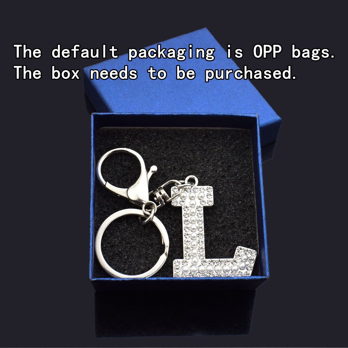 26 Letters Shiny Rhinestone Car Key Ring Bag Accessory Pearl Letter Keychain Initial Key Chain for Girl Women