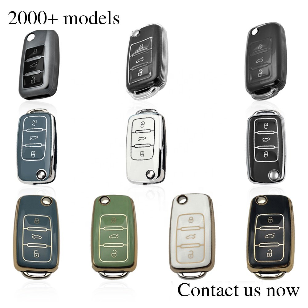 Swift Customizable Car Key Fob Case Genuine Leather Key Cover for VW Fits TPU Model