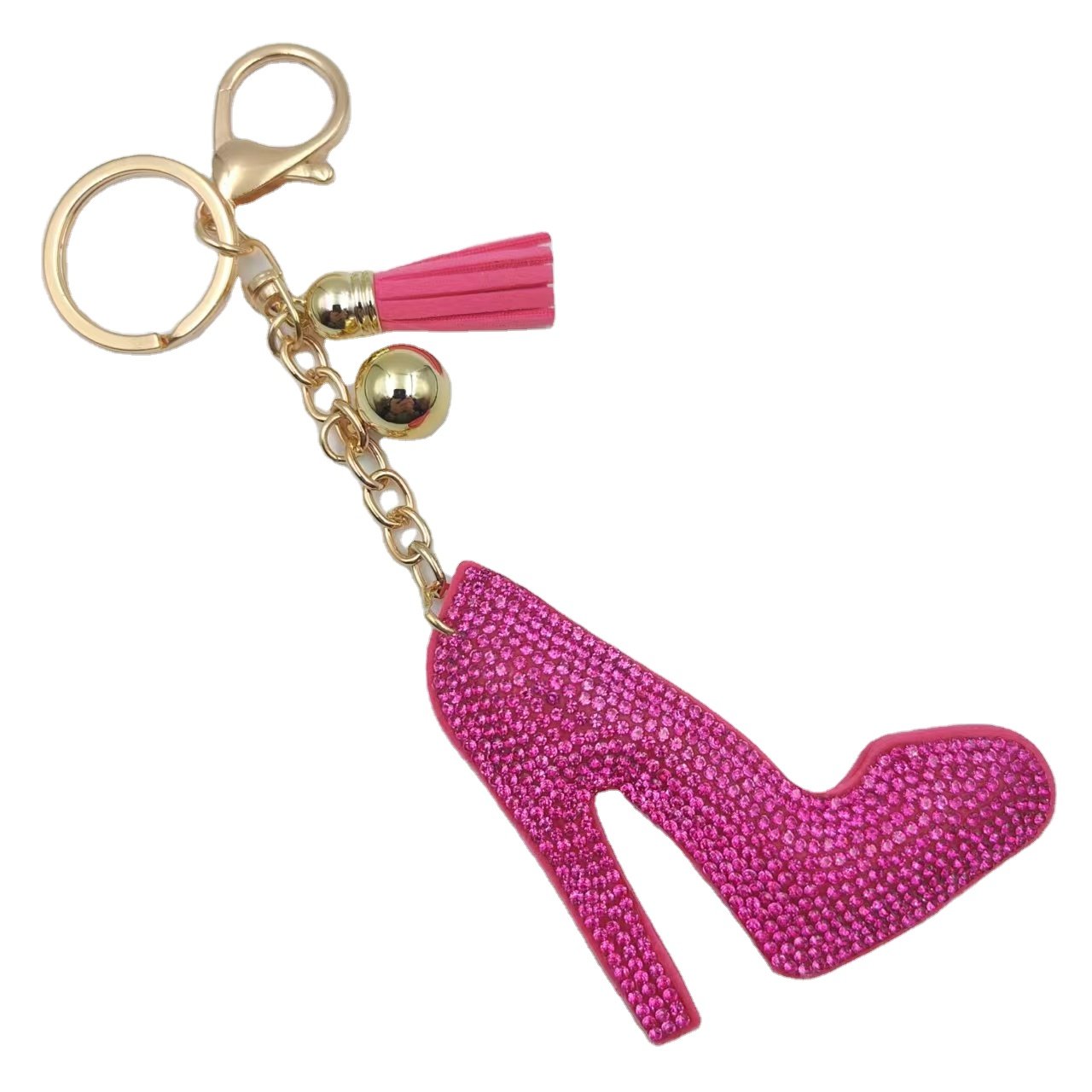 Elegant women fashion Glitter Crystal Rhinestone Red High Heel Keychain Bag accessories Bling Pendant Mini Shoe Keychain