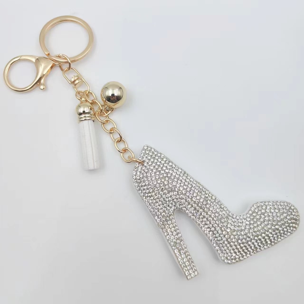 Elegant women fashion Glitter Crystal Rhinestone Red High Heel Keychain Bag accessories Bling Pendant Mini Shoe Keychain