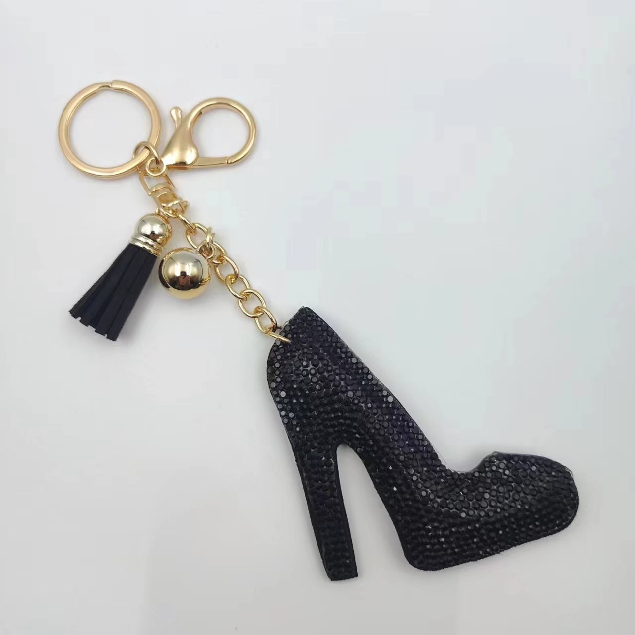 Elegant women fashion Glitter Crystal Rhinestone Red High Heel Keychain Bag accessories Bling Pendant Mini Shoe Keychain
