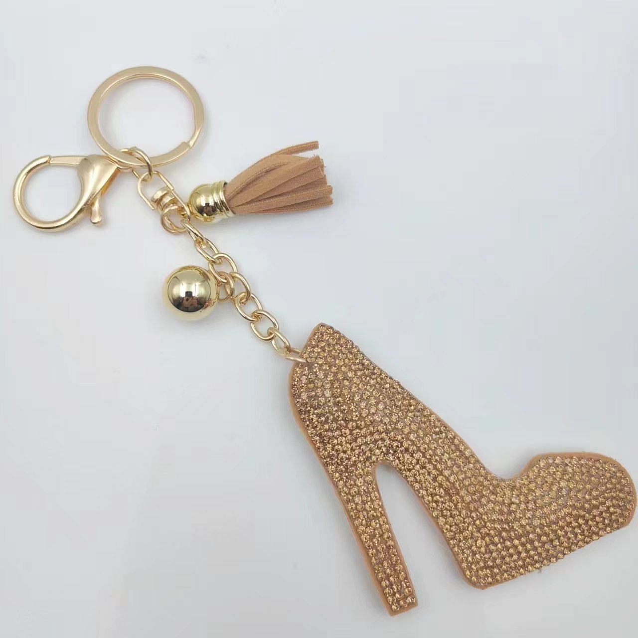 Elegant women fashion Glitter Crystal Rhinestone Red High Heel Keychain Bag accessories Bling Pendant Mini Shoe Keychain