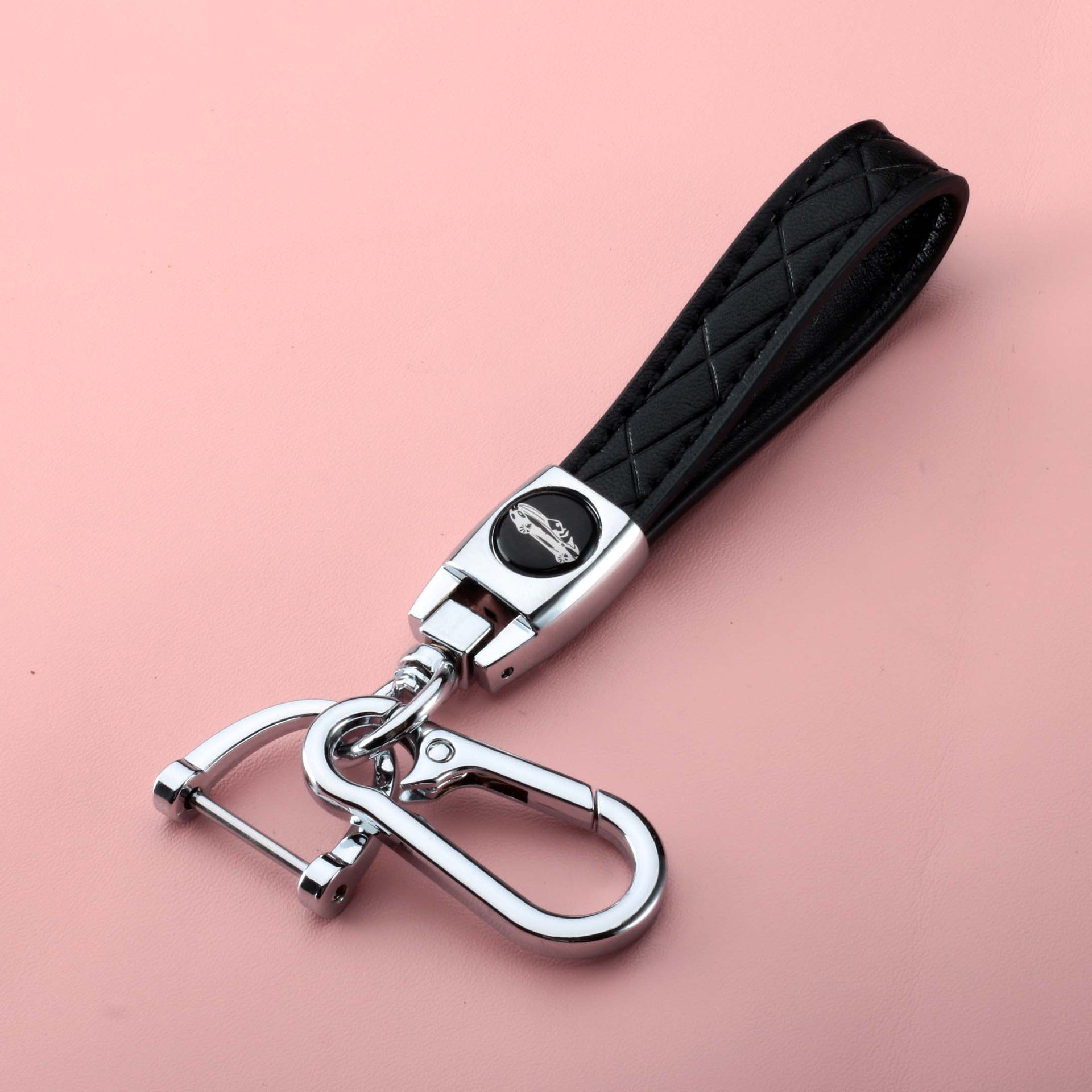 New Style Clip Keychains Metal Key Ring PU Leather Spring Embossing Key Chains For Car For Promotion