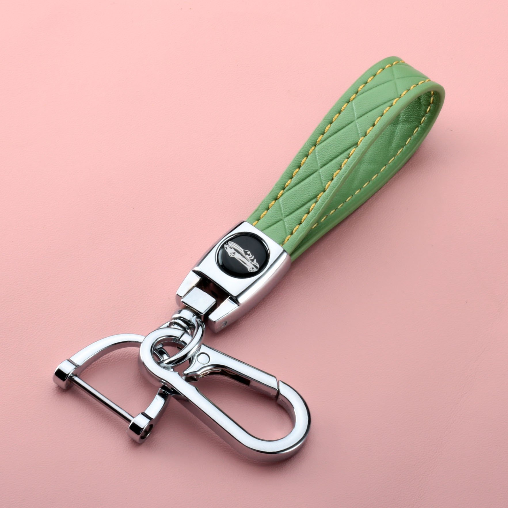 New Style Clip Keychains Metal Key Ring PU Leather Spring Embossing Key Chains For Car For Promotion