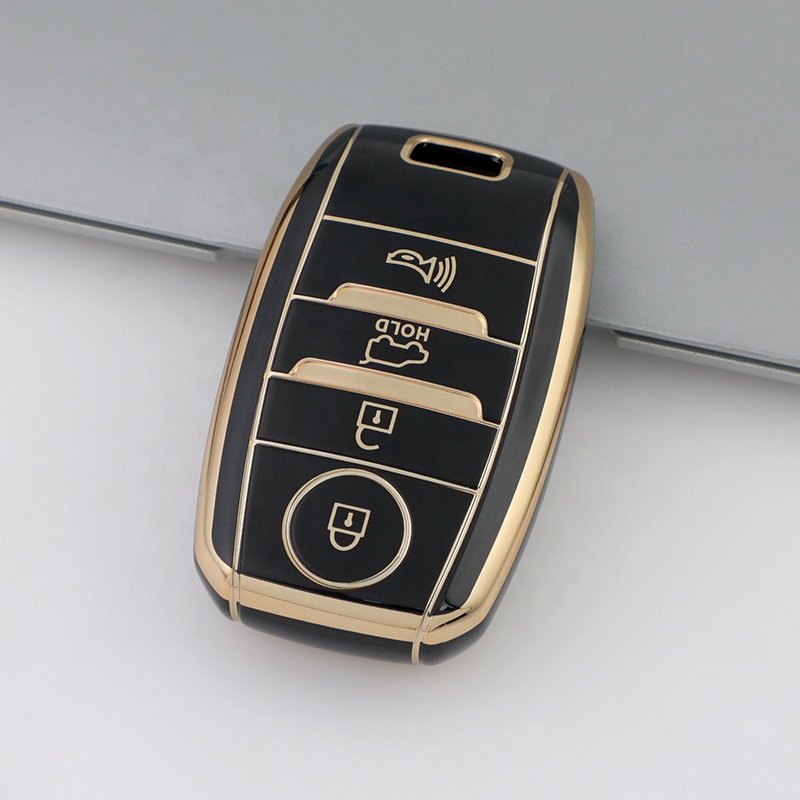 Gold Edge TPU Key Fob Cover Fit for Kia Optima Sorento Sportage Soul Forte Niro class car key case Accessories