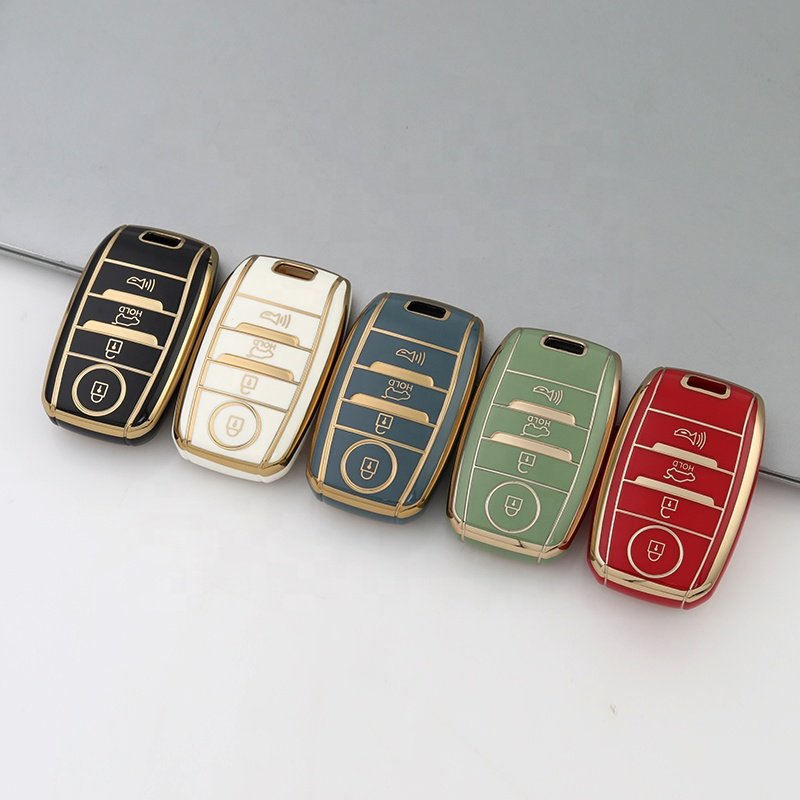 Gold Edge TPU Key Fob Cover Fit for Kia Optima Sorento Sportage Soul Forte Niro class car key case Accessories