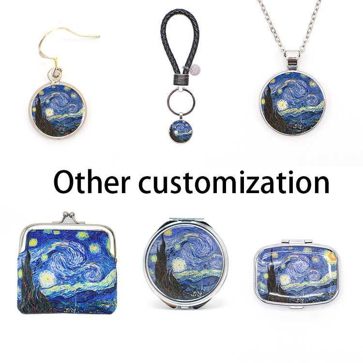 High quality photo custom oil painting wristlet woven lanyard metal pendant car door key chain