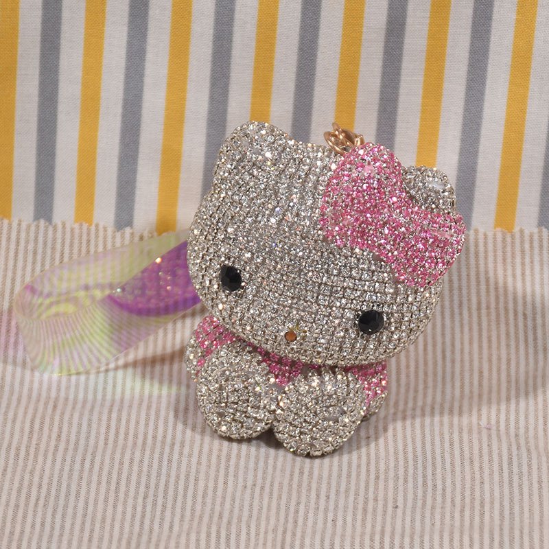 ML kawaii new 3d diamond kitty keychain anime fashion womens bag pendant y2k girls gifts cute doll car key ring keychain toys
