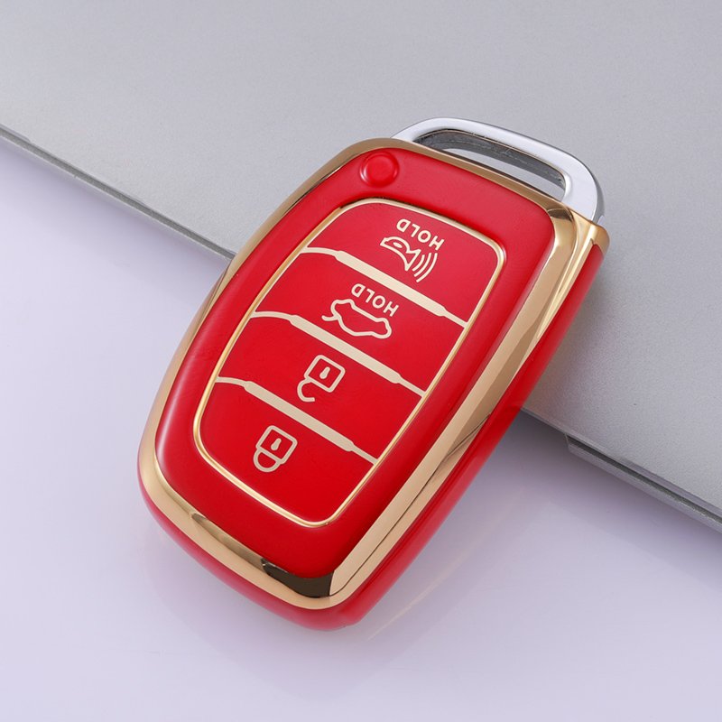 Gold Line TPU Key Fob Cover Fit for Hyundai Elantra Sonata Kia Forte Optima Spectra 3 button Protector car key case Accessories