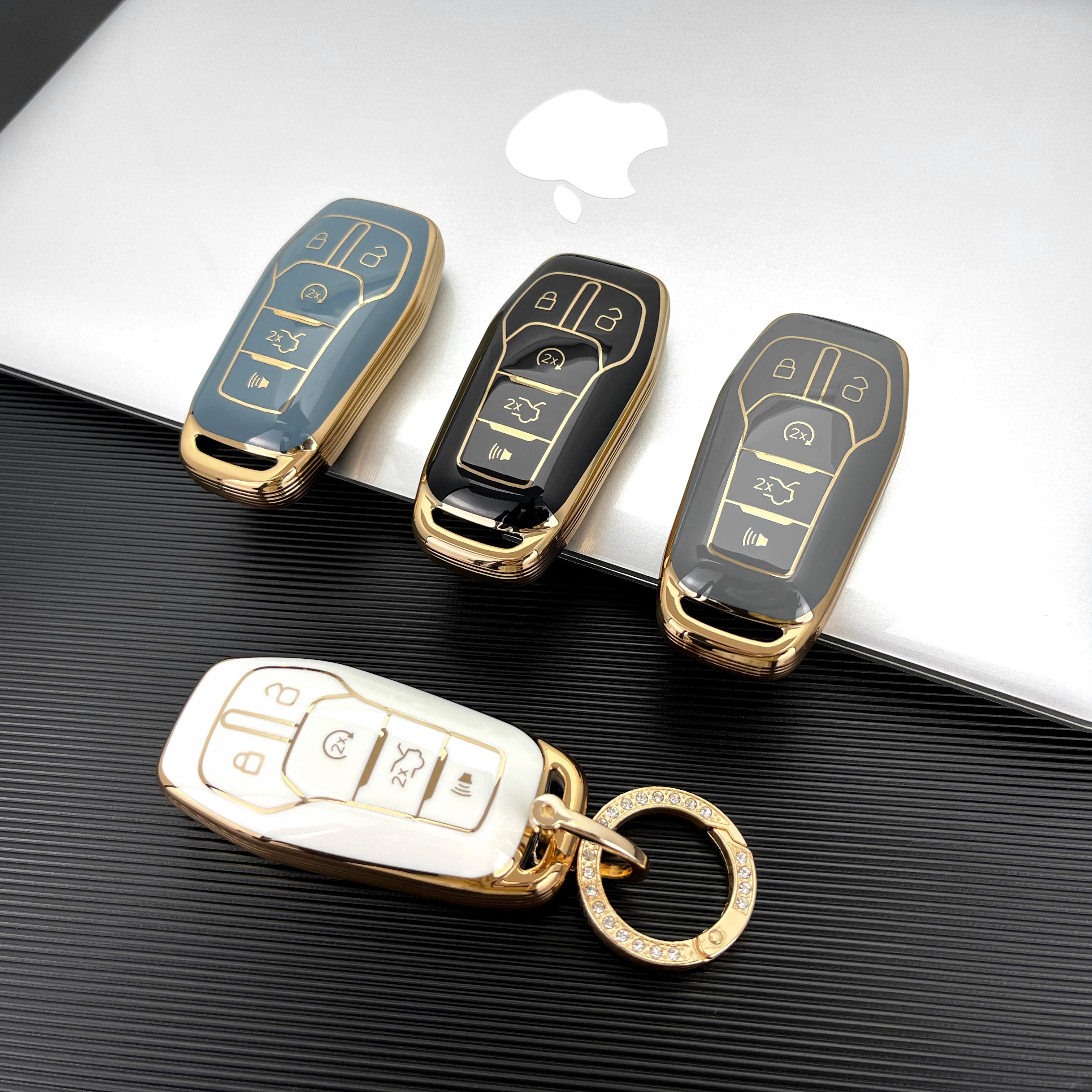Fashion Plastic TPU Smart Car Key Cover Various Colors 3 Buttons Car Key Case Shell for Ford with Keychain