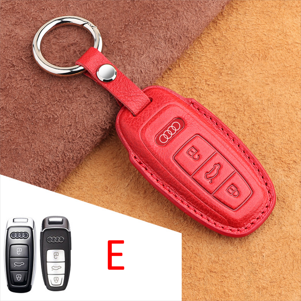 WZAUTO Custom High Quality Leather Car Accessories Interior Decoration Zinc Alloy Car Key Covers Case For Audi A3 A4 A6 Q3 Q5 Q7