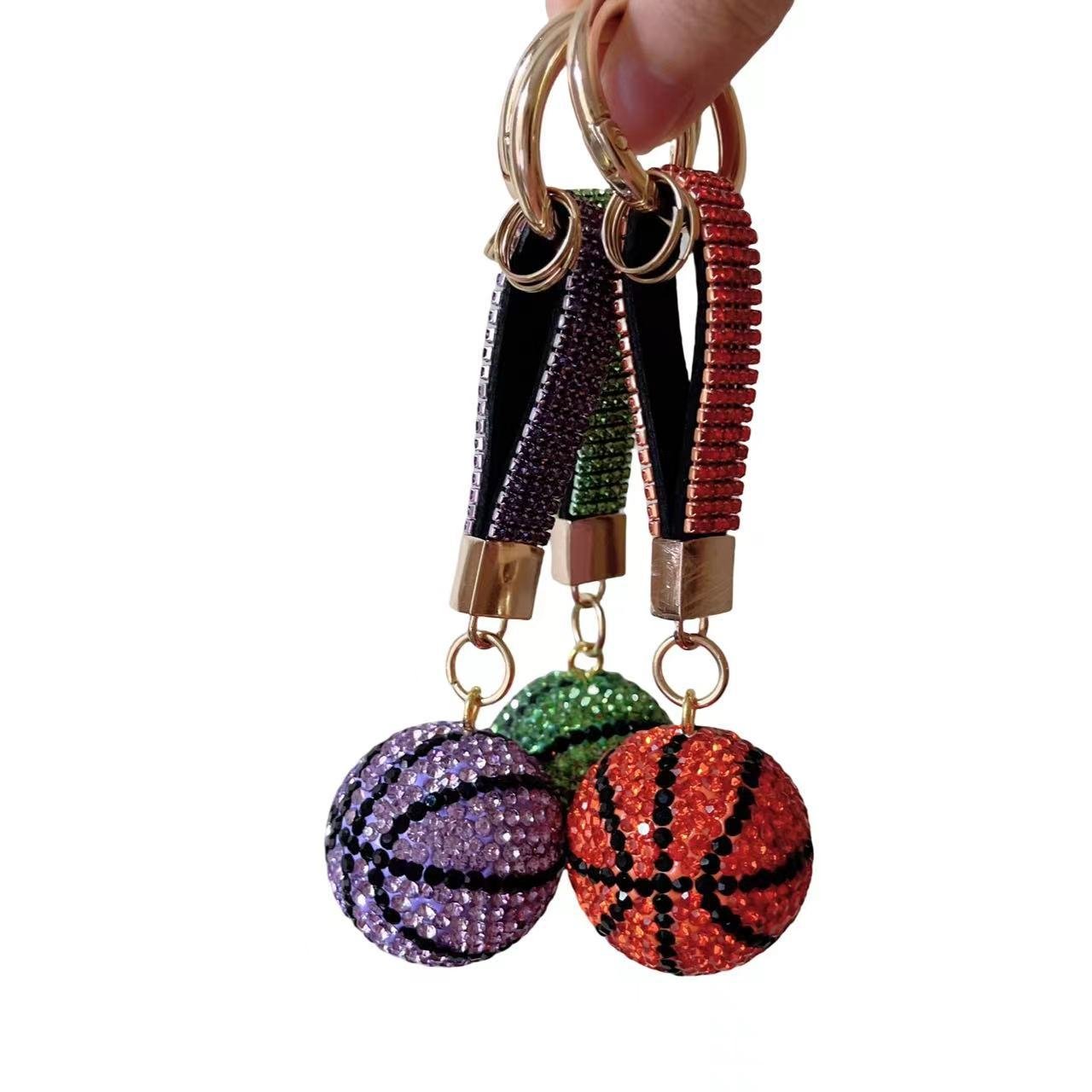 Bling Crystal Basketball Keychain Full Diamond Ball Key Chains Bag Pendant Accessory Car Keyring Rhinestone Basketball Key Chain