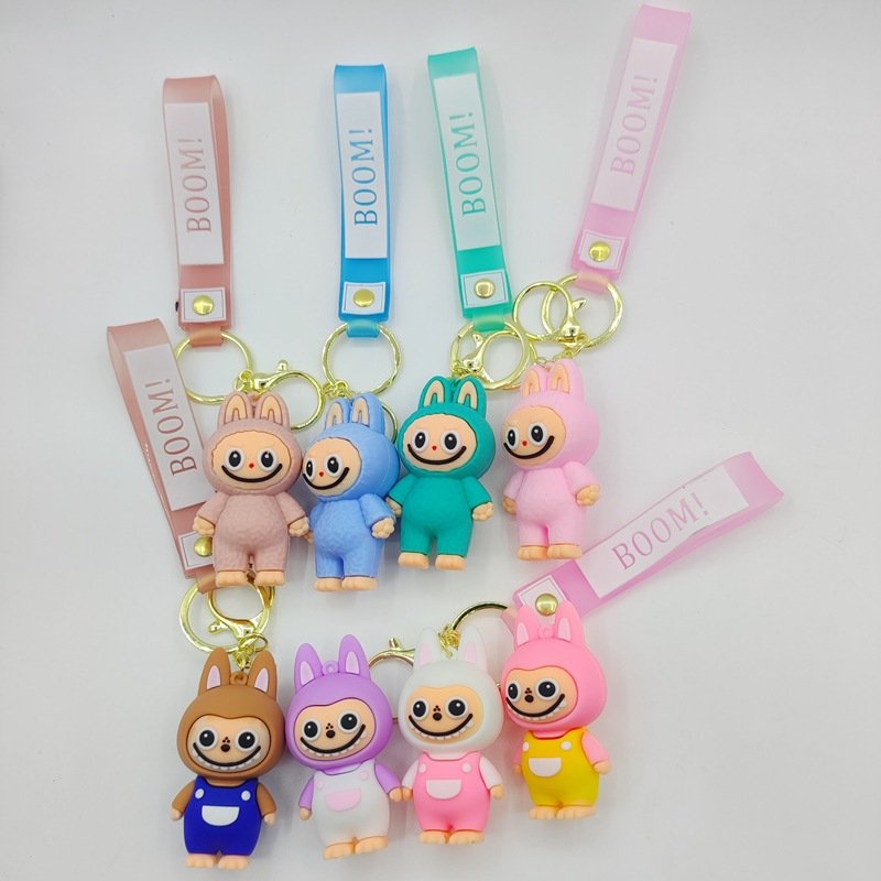 Factory new anime Keyring Doll Toys Cartoon Cute Little Sheep Silicone 3D KeyChain Accessories Gifts Large Mini Labubu keychain