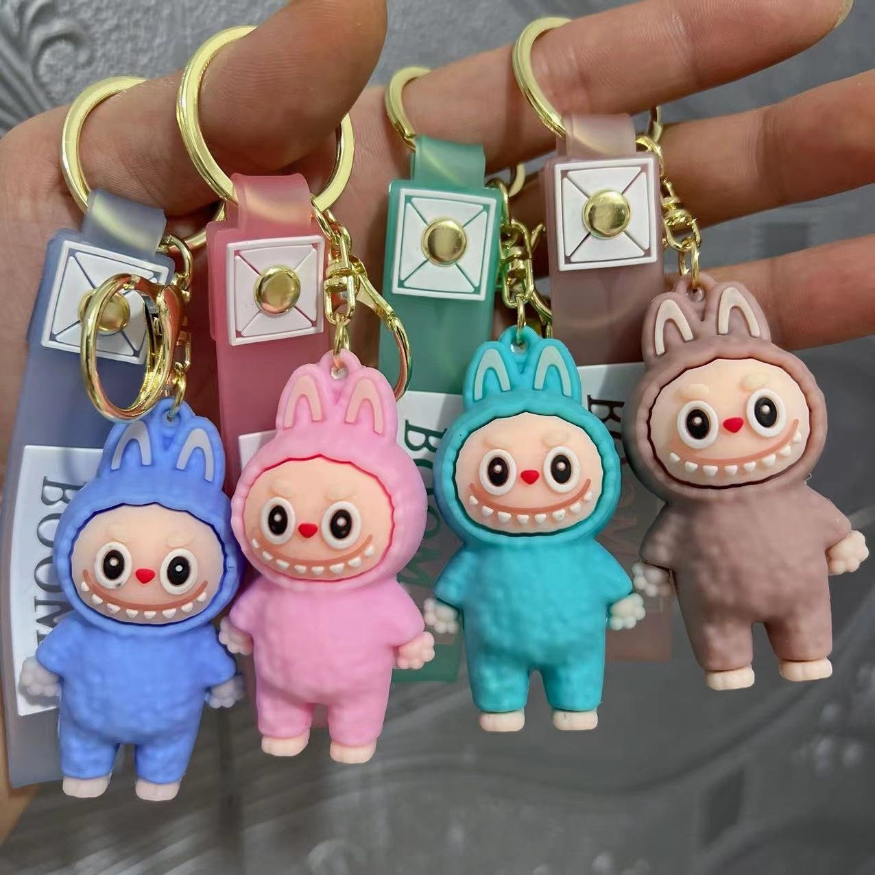 Factory new anime Keyring Doll Toys Cartoon Cute Little Sheep Silicone 3D KeyChain Accessories Gifts Large Mini Labubu keychain