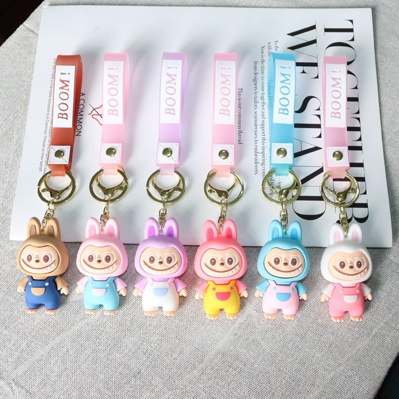 Factory new anime Keyring Doll Toys Cartoon Cute Little Sheep Silicone 3D KeyChain Accessories Gifts Large Mini Labubu keychain