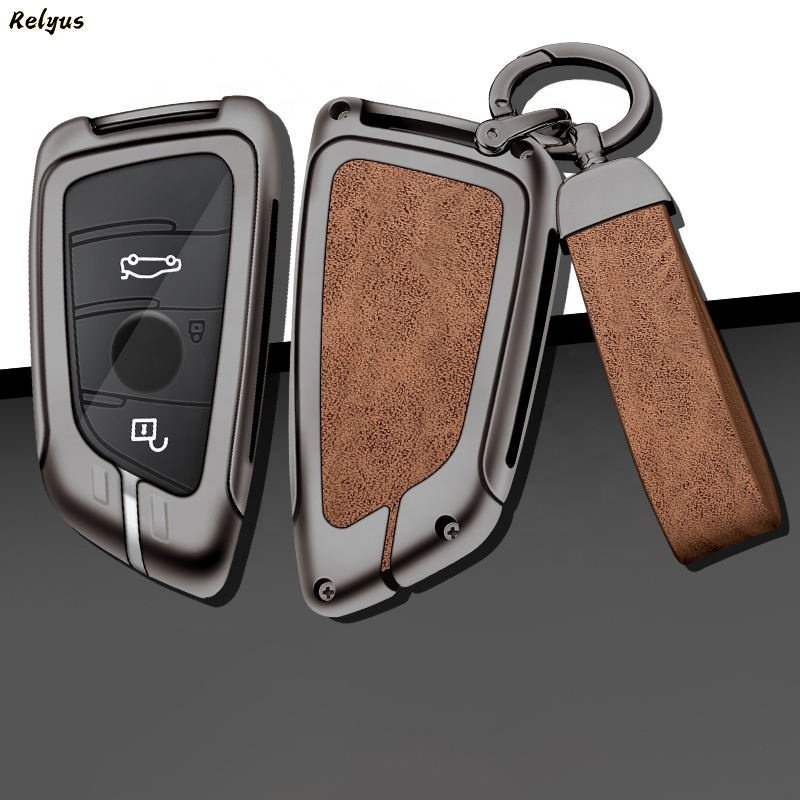 Car Custom Logo Metal Leather Car Key Case Cover For Bmw 2020-2022 G20 G30 X1 X3 X4 X5 45e G05 X6 F20 I4 G21 F40 F80 35i 3 5 7