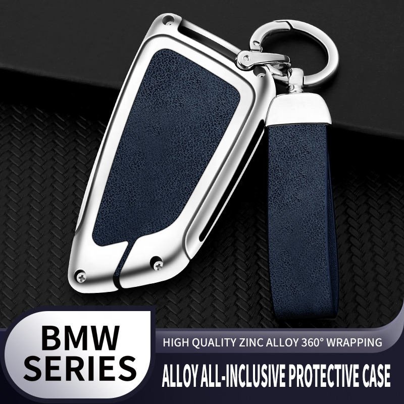 Car Custom Logo Metal Leather Car Key Case Cover For Bmw 2020-2022 G20 G30 X1 X3 X4 X5 45e G05 X6 F20 I4 G21 F40 F80 35i 3 5 7