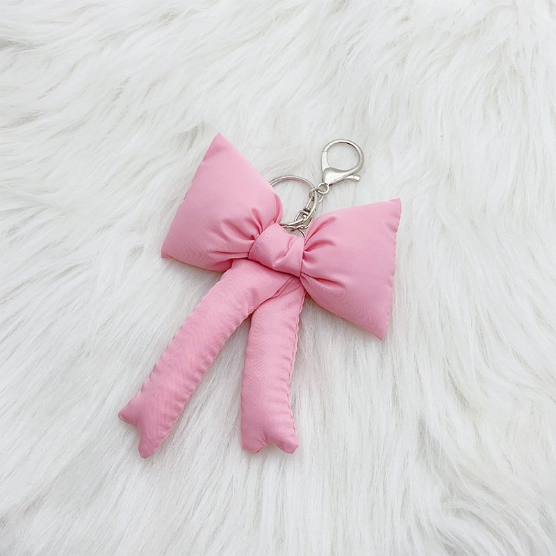 Fashion Cute INS Leather Bow Keychain soft Stuffed Bowknot Keychain Handmade Bow Plush Key chains toy Bag Pendant girly Key Ring