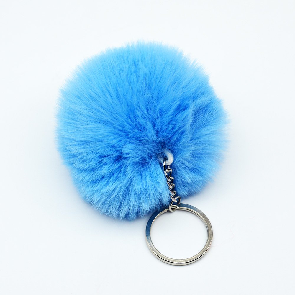 Cute Pompom Keychain Women Rabbit Fur Car Key Ring Holder Bag Charm Pendant Best Friend Accessories Gift