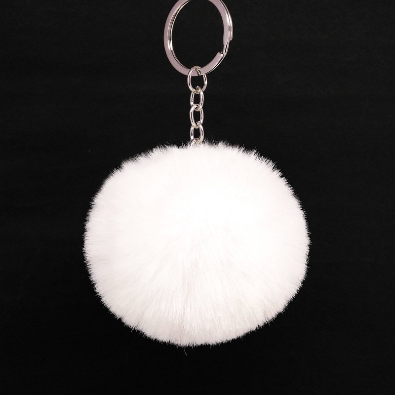 Cute Pompom Keychain Women Rabbit Fur Car Key Ring Holder Bag Charm Pendant Best Friend Accessories Gift