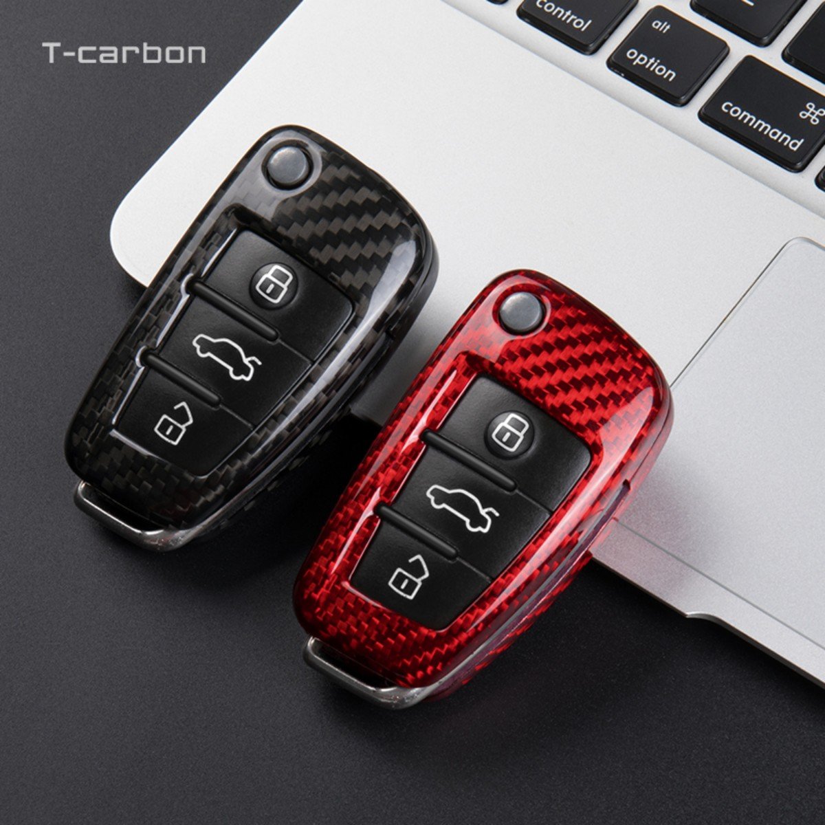 Carbon Fiber Car Key Case Shell Fob For Audi A3 Q3 TT Floding Key Auto Interior Accessories Key Cover