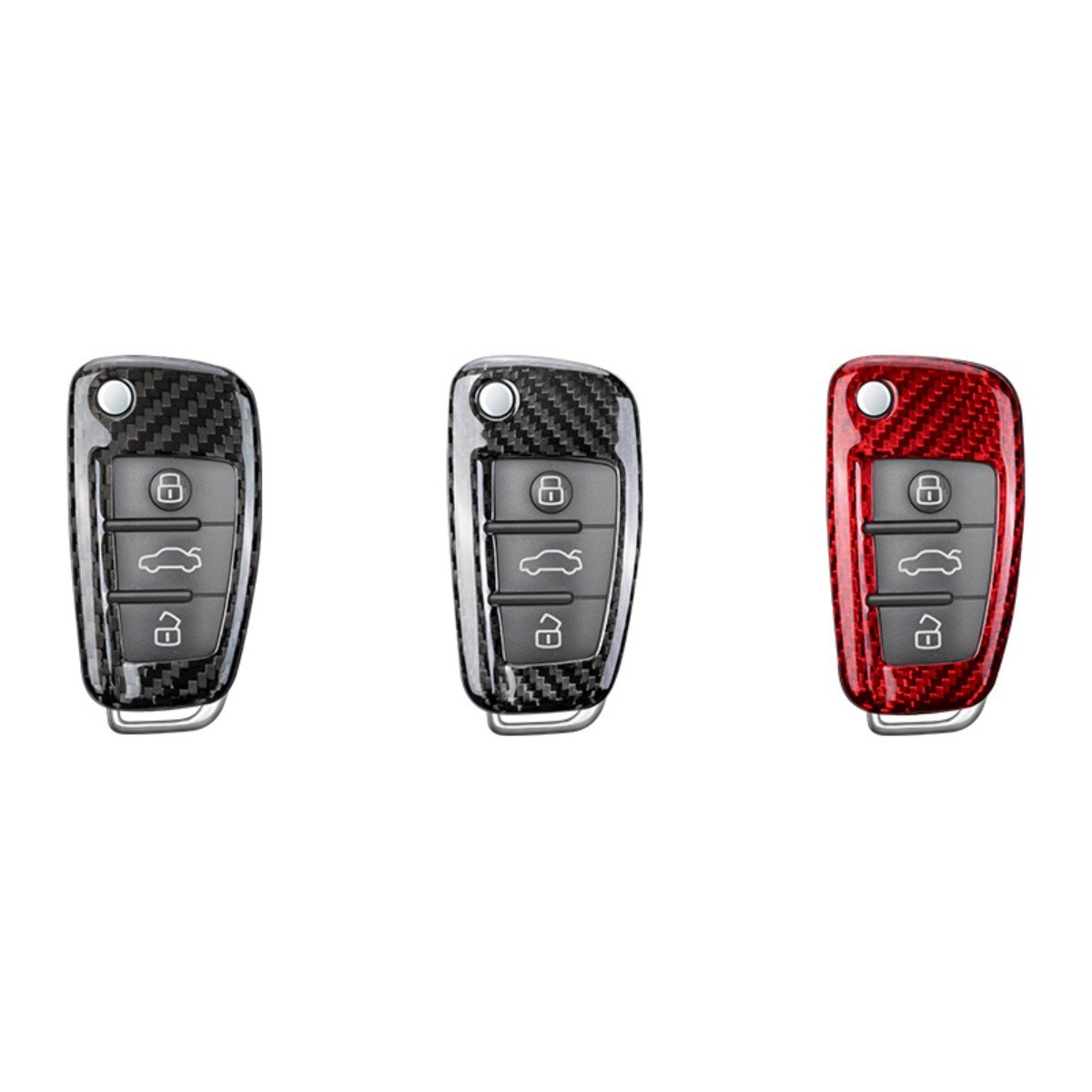 Carbon Fiber Car Key Case Shell Fob For Audi A3 Q3 TT Floding Key Auto Interior Accessories Key Cover