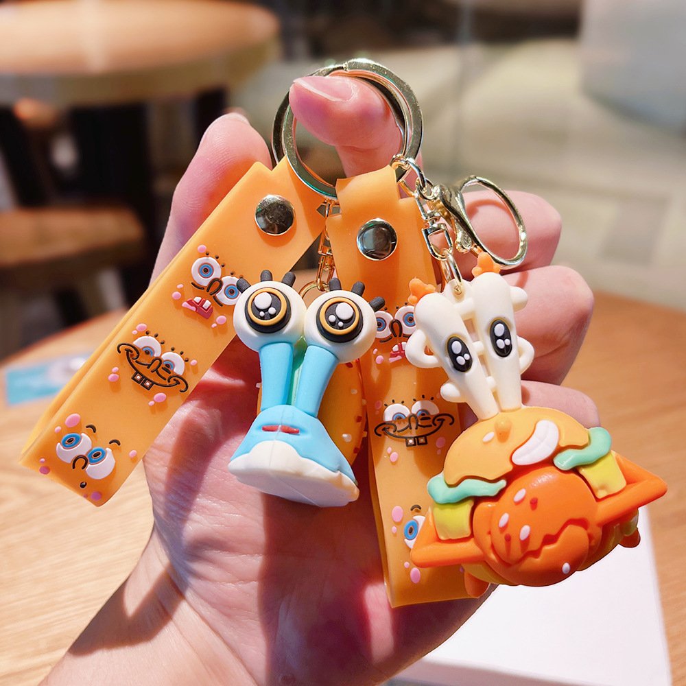Cartoon Burger Crab Keychain Exquisite Octopus Doll Bag Accessories Car Pendant Chain Baby Grabbing Machine Small Commodity