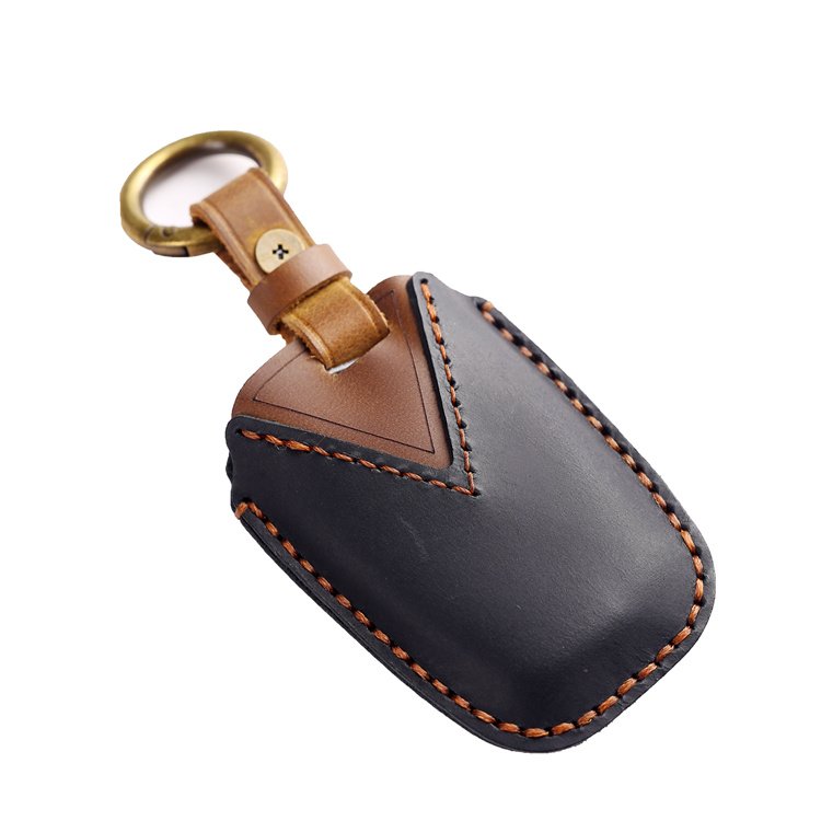Genuine Leather Car Key Case Cover for Hyundai IX45 Santa Fe Genesis Equus Azera Car Key Shell with Keychain car accessories