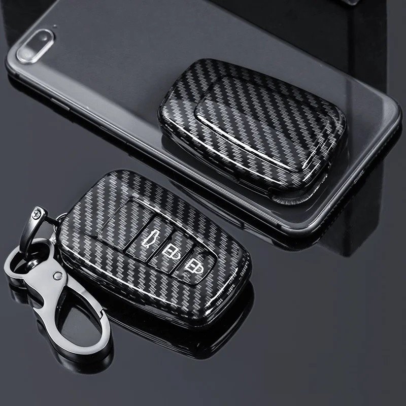 2 Buttons Remote Control Accessories Carbon Fiber Car Key Cover Case for 2017 Toyota C-HR