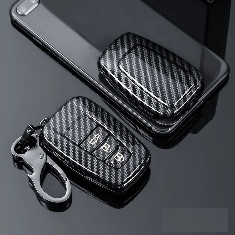 2 Buttons Remote Control Accessories Carbon Fiber Car Key Cover Case for 2017 Toyota C-HR