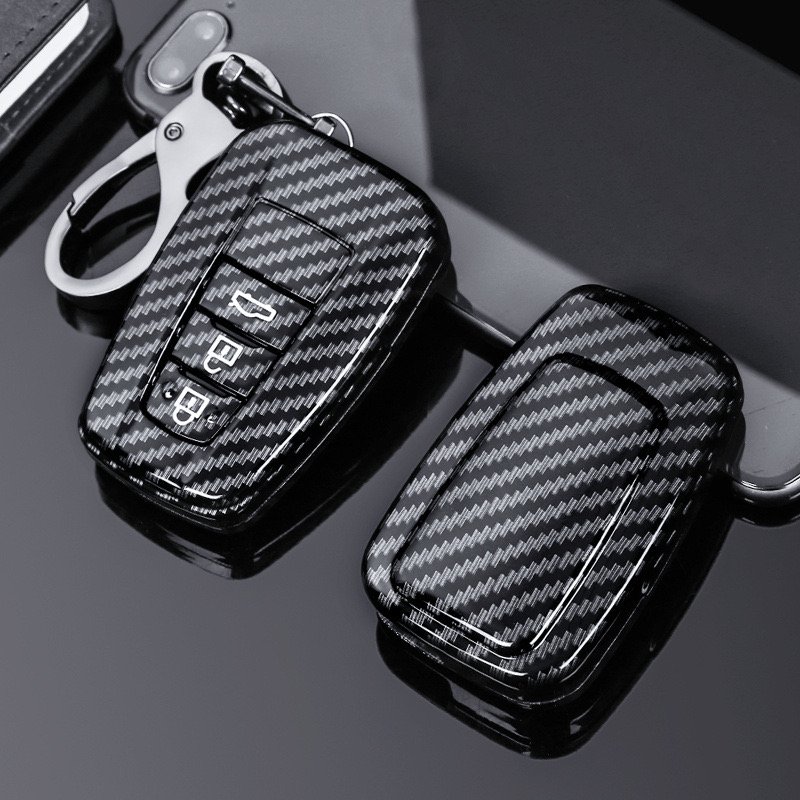 2 Buttons Remote Control Accessories Carbon Fiber Car Key Cover Case for 2017 Toyota C-HR