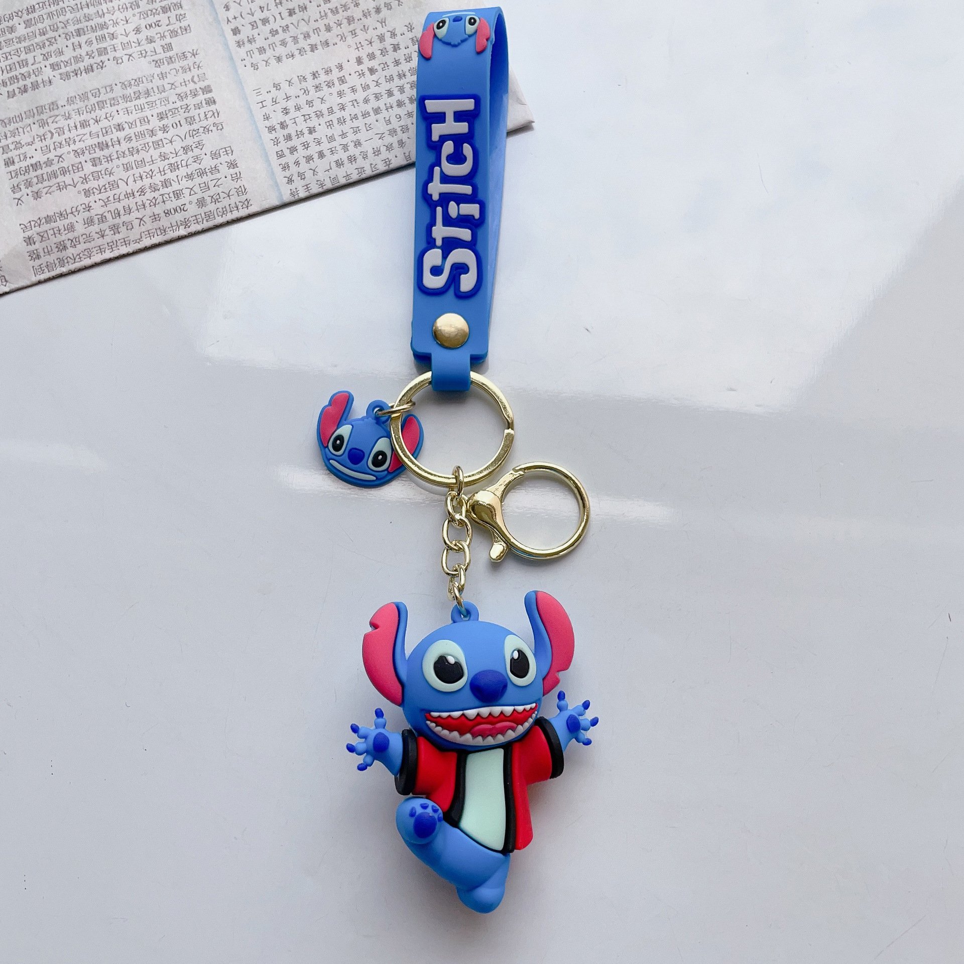 2023 New Designs Cute 3D Doll Car Keychain Backpack Pendant Cartoon Stitch Soft Rubber Car Key Chain