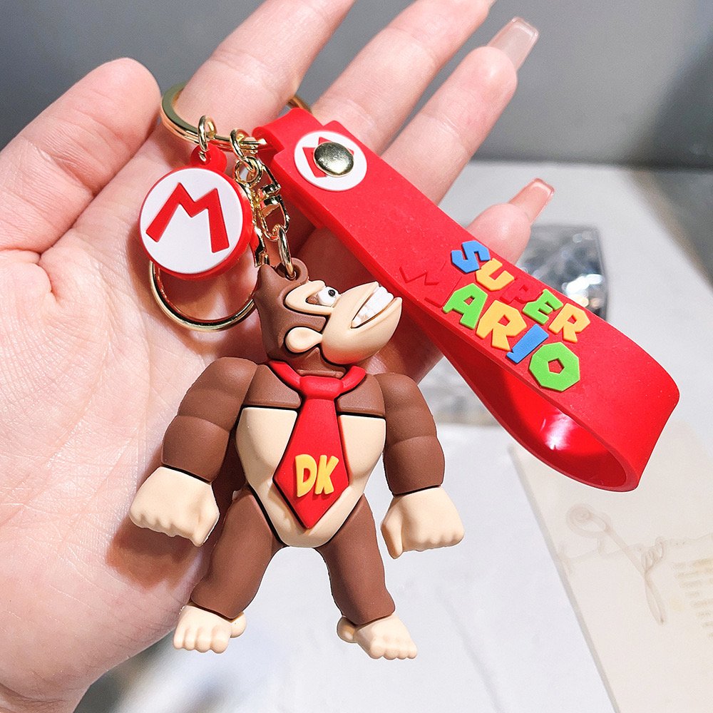 2024 3D cute Cartoon PVC Anime keychain Mario Bros Keychain Custom Promotional Rubber Key Ring Car Bag pendant keychain