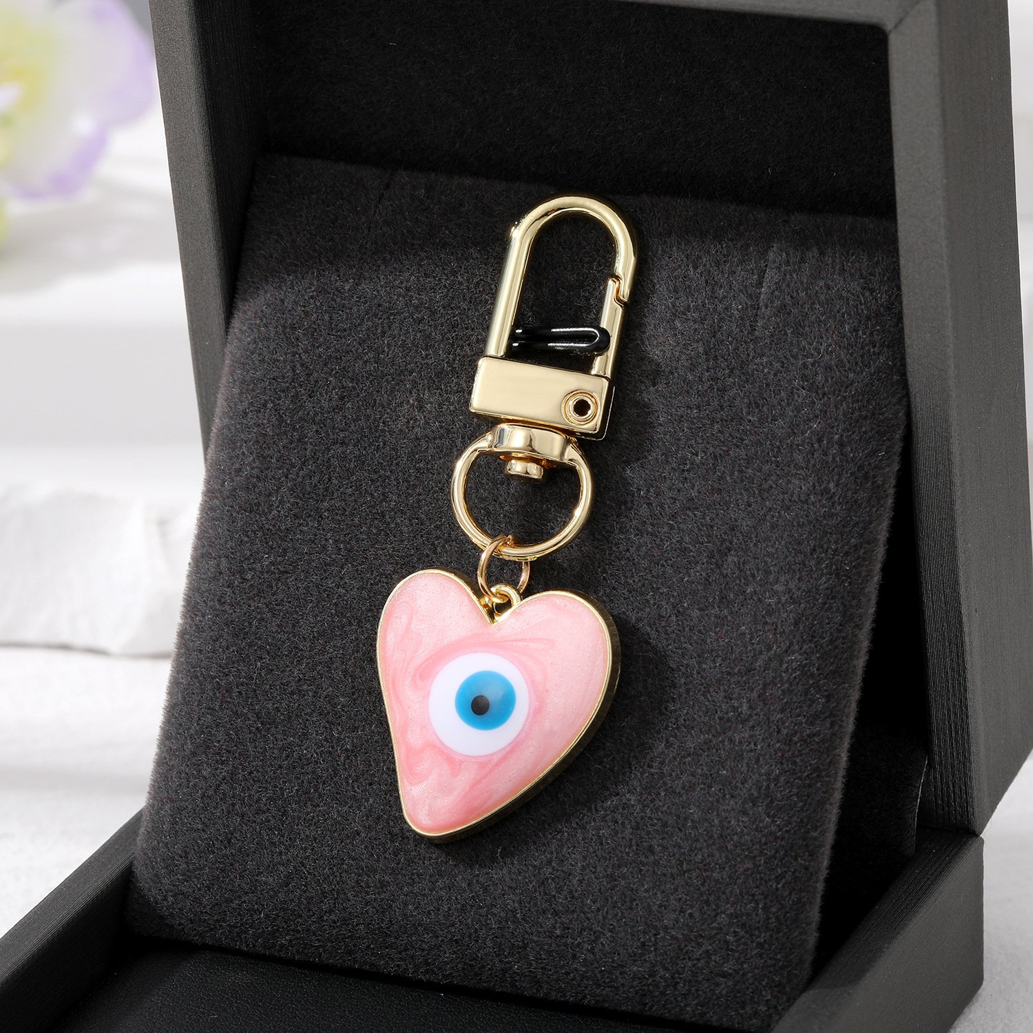 Good Luck Amulet Jewelry Car Key Ring Bag Purse Accessories Heart Evil Eye Keychain Protection Charm for Men Women